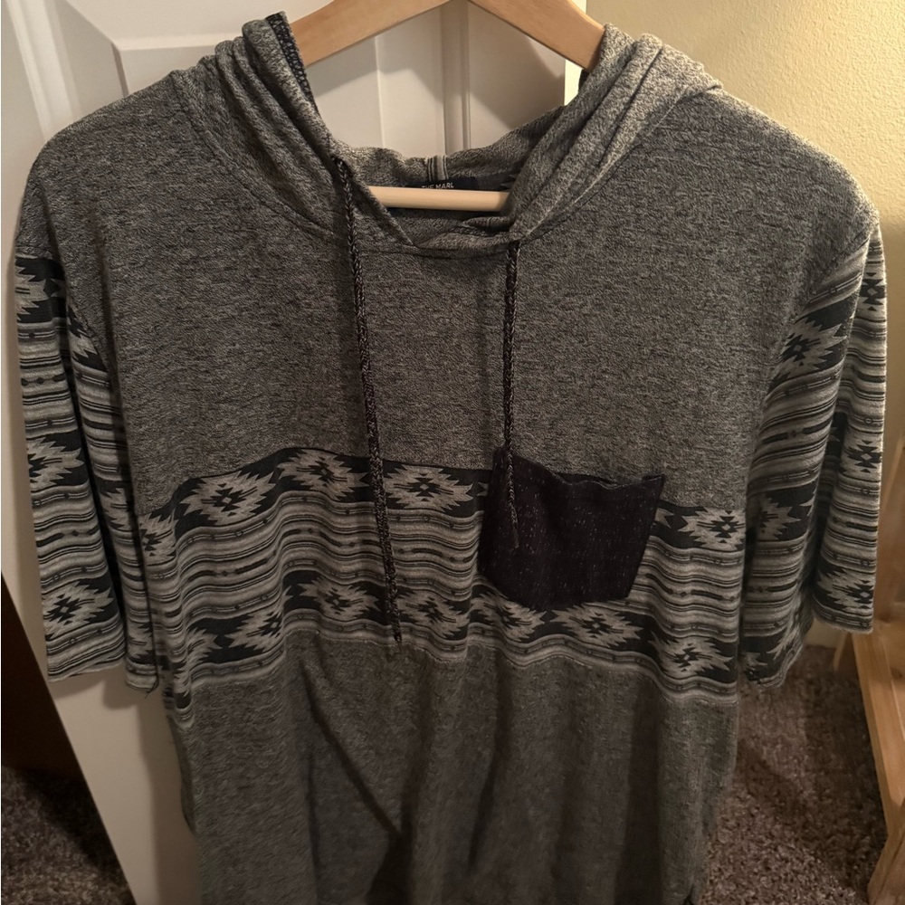 Gray and Black Patterned Hoodie